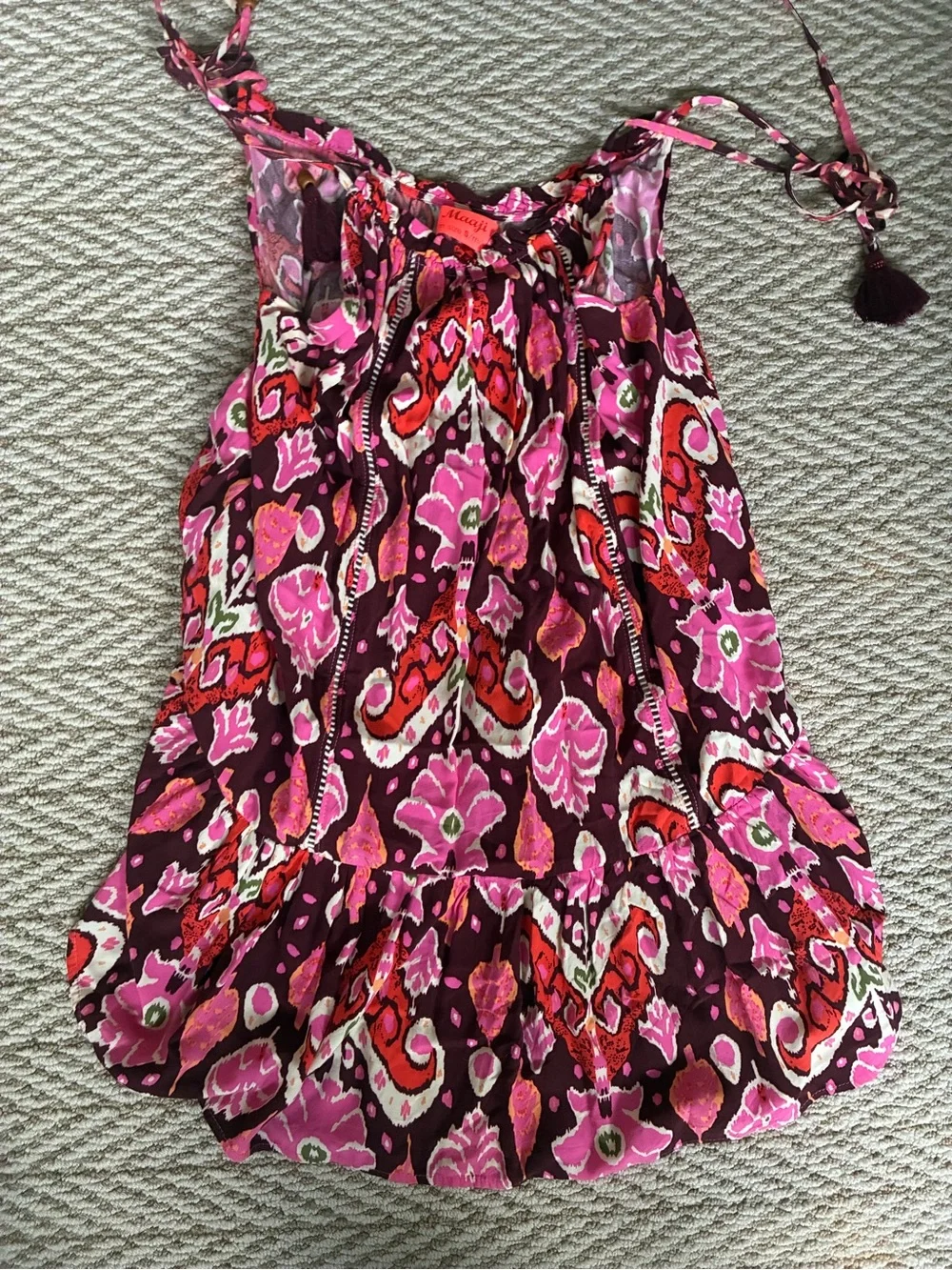 Maaji' Burgundy and Pink Floral Print Sundress